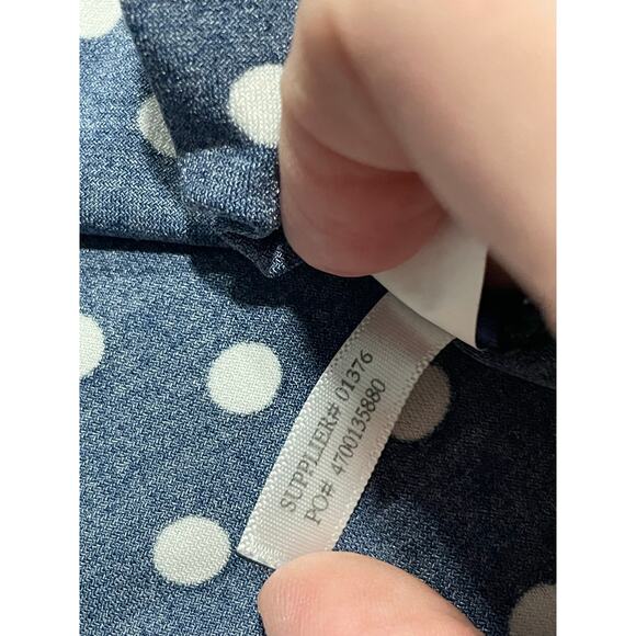 Chaps Dress Polka Dot Knee Length Fit N Flare Sleeveless Womens Medium Blue Flaw - Picture 9 of 13